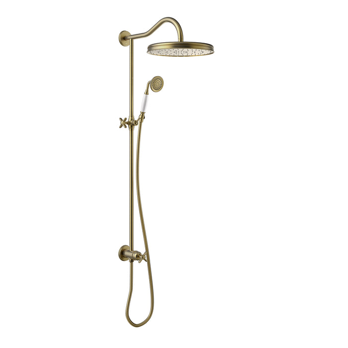 TRES 24247602LM TRES CLASIC Shower Bar Set without Faucet with Wall Water Inlet and Sprayer Matte Old Brass Color