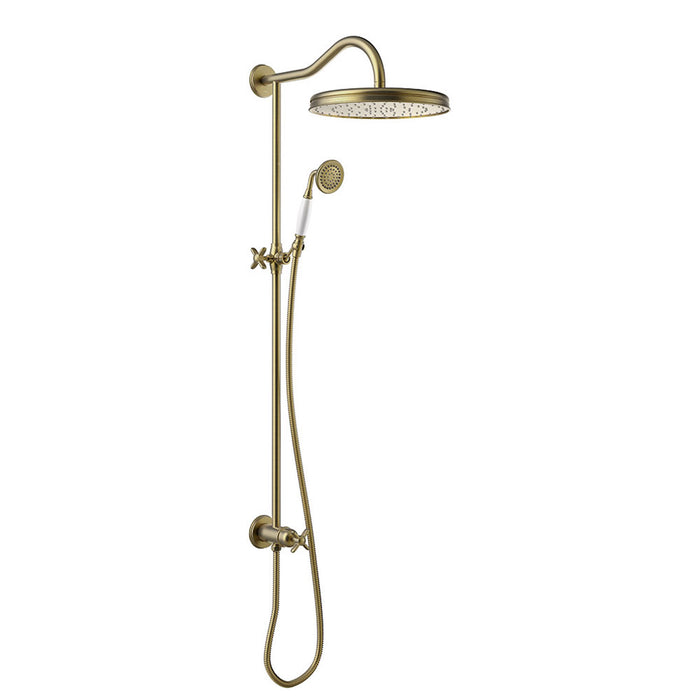 TRES 24247602LV TRES CLASIC Shower Bar Set Without Tap with Wall Water Inlet and Old Brass Sprayer