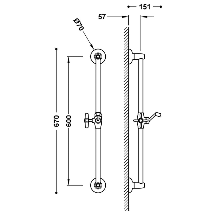 TRES 24273201LV TRES CLASSIC Sliding Bar for Shower Old Brass Color