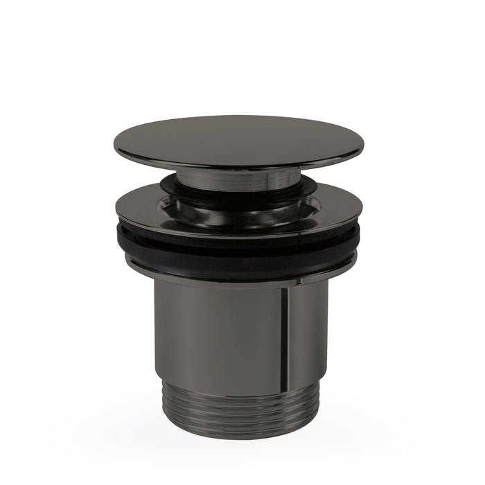 TRES 24284010KM Válvula de Desagüe Click-Clack Simple-Rapid Lavabo con Opción Siempre Abierta Color Negro Metalizado
