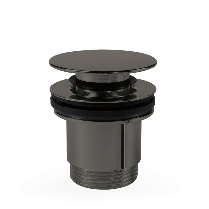 TRES 24284010KM Click-Clack Simple-Rapid Drain Valve Sink with Always Open Option Metallic Black Color