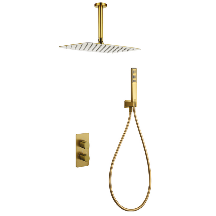 IMEX GTS069/OC FIRENZE-SASSARI Conjunto Grifería Termostatica Empotrada Oro Cepillado