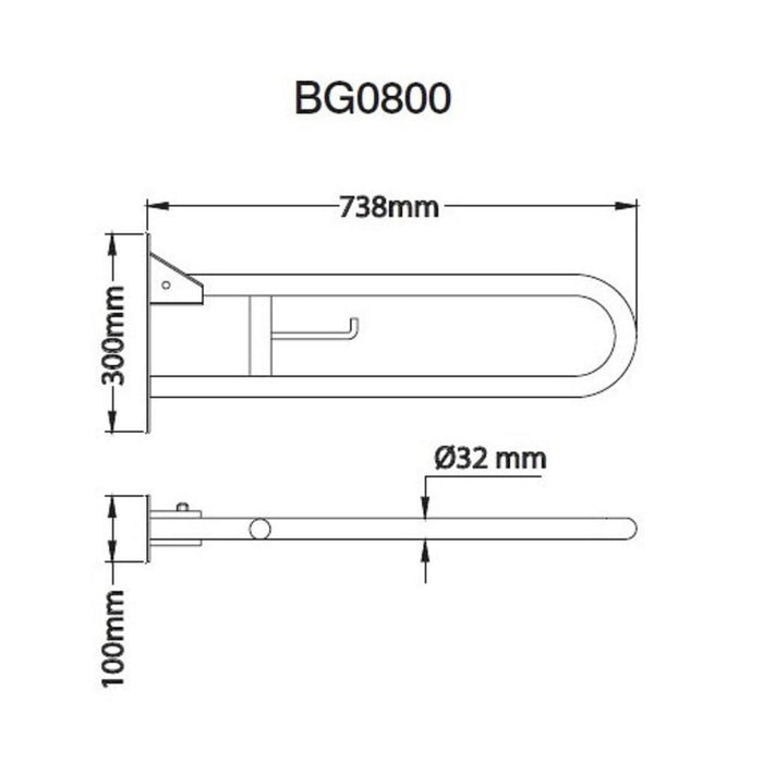 MEDICLINICS BG0800C Barra de Ayuda Abatible Inox Brillo 5 a 7 Días Mediclinics 