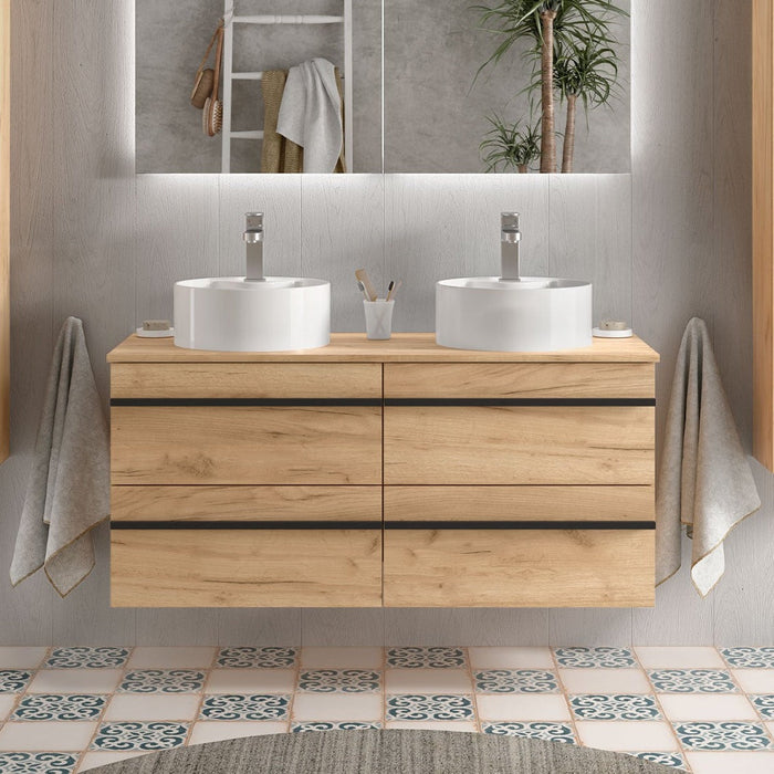 SALGAR 97970 BORN Mueble de Baño con Lavabo y Encimera 120 cm Color Roble