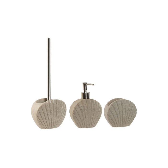 ARCOBAÑ FCSANTIAGOBEI  Lote Escobillero + Dispensador/dosificador Jabón + Vaso Beige Santiago