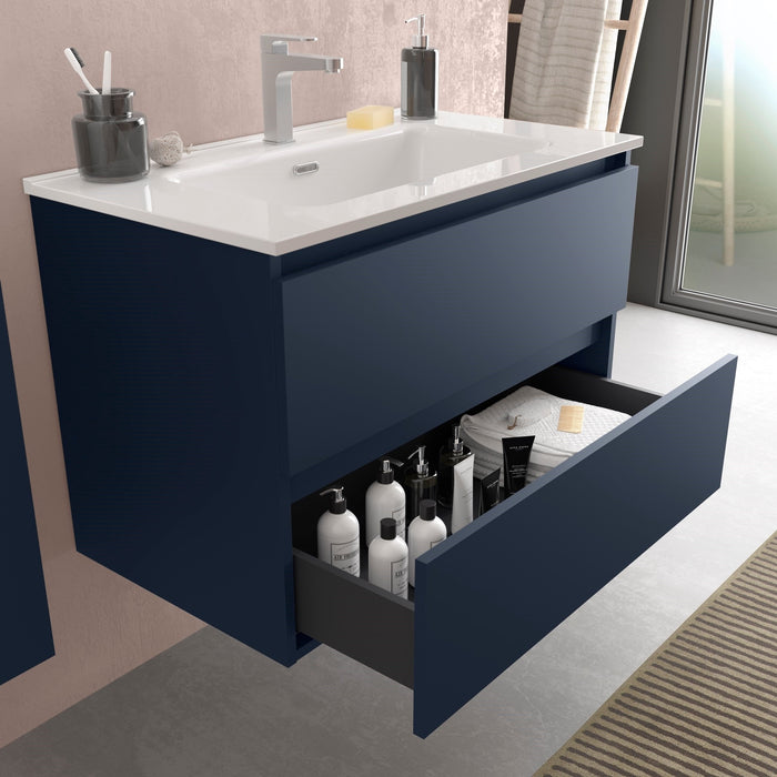 SALGAR BEQUIA Bathroom Cabinet with Sink Matte Blue Color