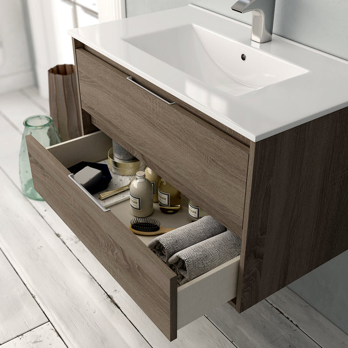 AQUORE BOLTON Conjunto Mueble de Baño Completo Suspendido 2 Cajones Color Britannia