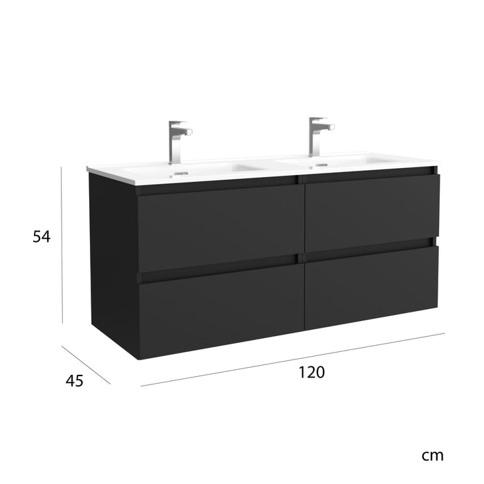 SALGAR 96311 BEQUIA Mueble de Baño con Lavabo 120 cm Negro Mate