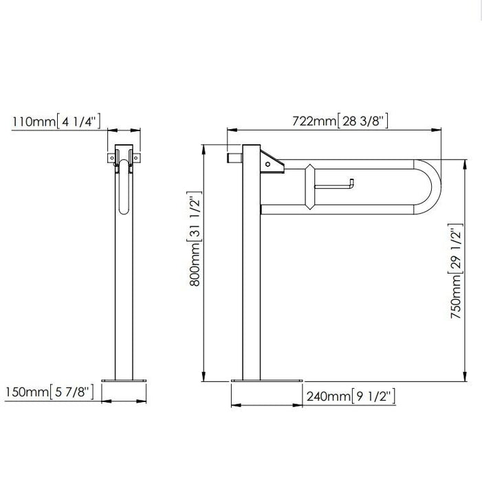 MEDICLINICS BGC710C BARRA Ayuda Abatible Suelo Inox Brillo 5 a 7 Días Mediclinics 