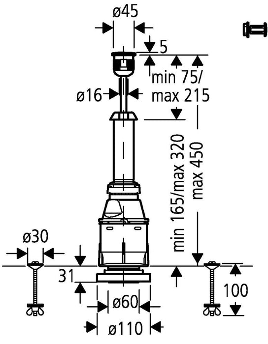 GROHE 37 085 PI0 Servo-Válvula De Descarga Tanque Bajo