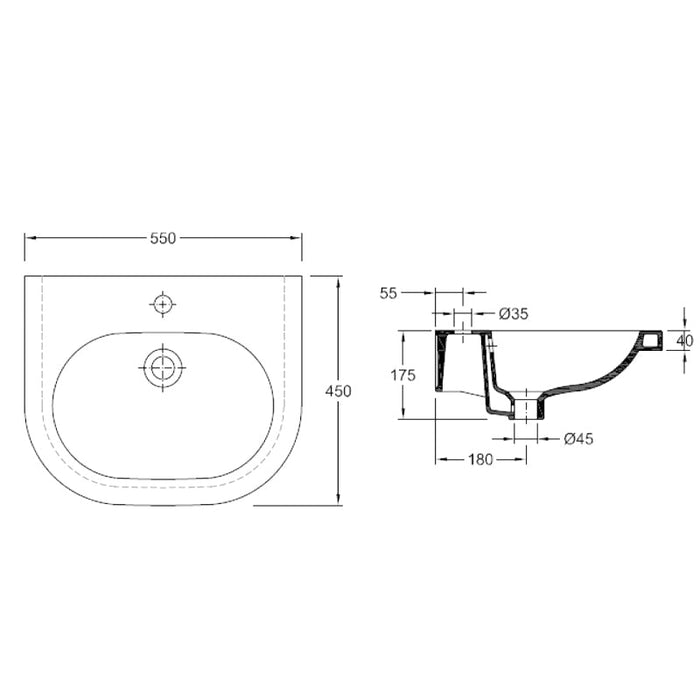 VALADARES 36331002C LIGHT Lavabo Suspendido 55 Blanco