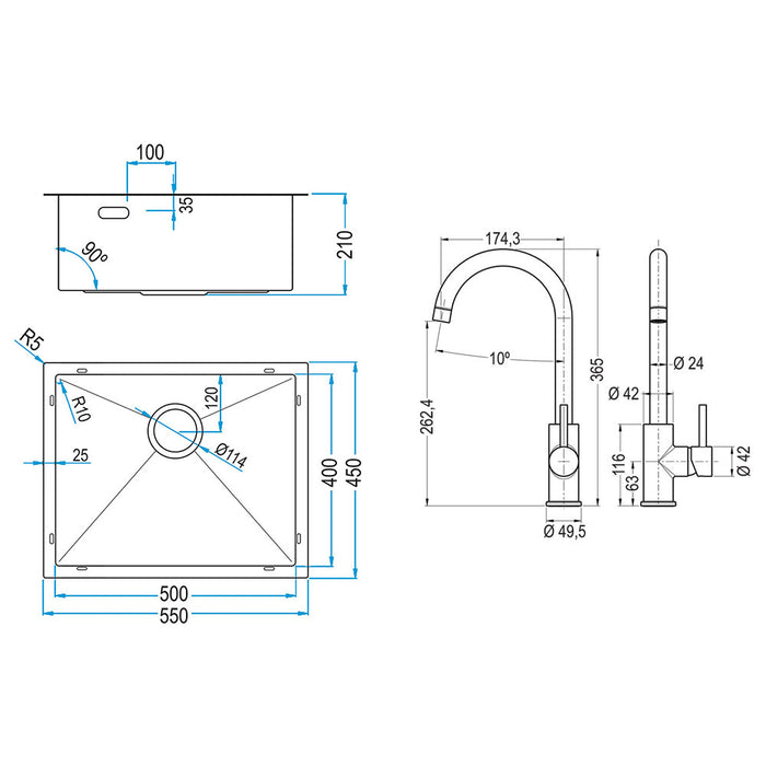 LLAVISAN 835013 ABSOLUT Sink Pack 50+Brook Faucet+Dispenser