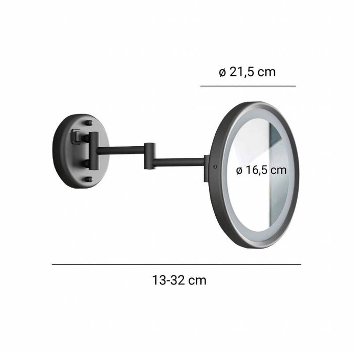 GEDY 21001400000 SARAH Espejo Aumento LED Color Negro