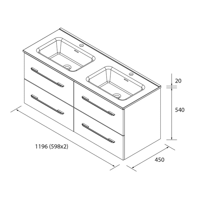 SALGAR 97954 MORAI Mueble de Baño con Lavabo 120 cm Color Roble