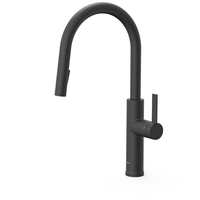 TRES 23043804NM COCINA Grifo Monomando Fregadero con Caño Extraíble 2 Chorros Negro Mate