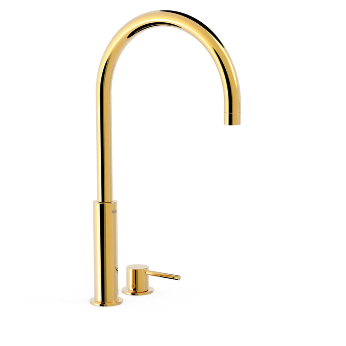 TRES 26110502OR STUDY Single-lever High Spout Deck-mounted Faucet for Sink 24K Gold Color