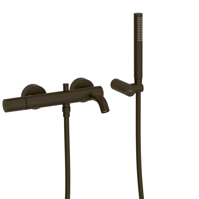 TRES 26117001KMB STUDY Wall-Mounted Single-Handle Mixer Tap for Bathtub and Shower Black Bronze Color