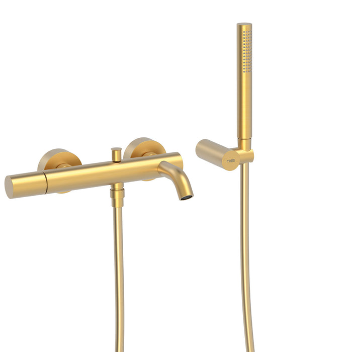 TRES 26117001OM STUDY Wall Mounted Mixer Tap for Bathtub and Shower 24K Matte Gold Color