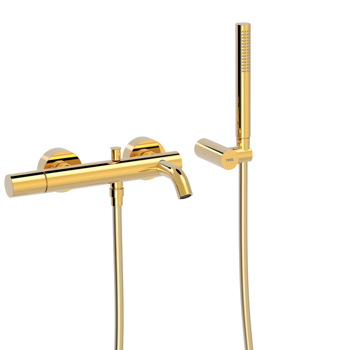 TRES 26117001OR STUDY Wall Mounted Mixer Tap for Bathtub and Shower 24K Gold Color