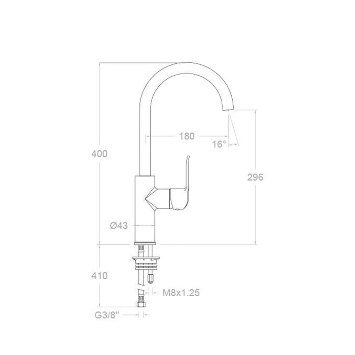 RAMONSOLER 640602 YPSILON PLUS Single-lever Sink Faucet Swivel Spout Chrome