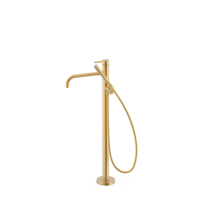 TRES 26247005OM STUDY Floor Mounted Mixer Tap for Bathtub and Shower 24K Matte Gold Color