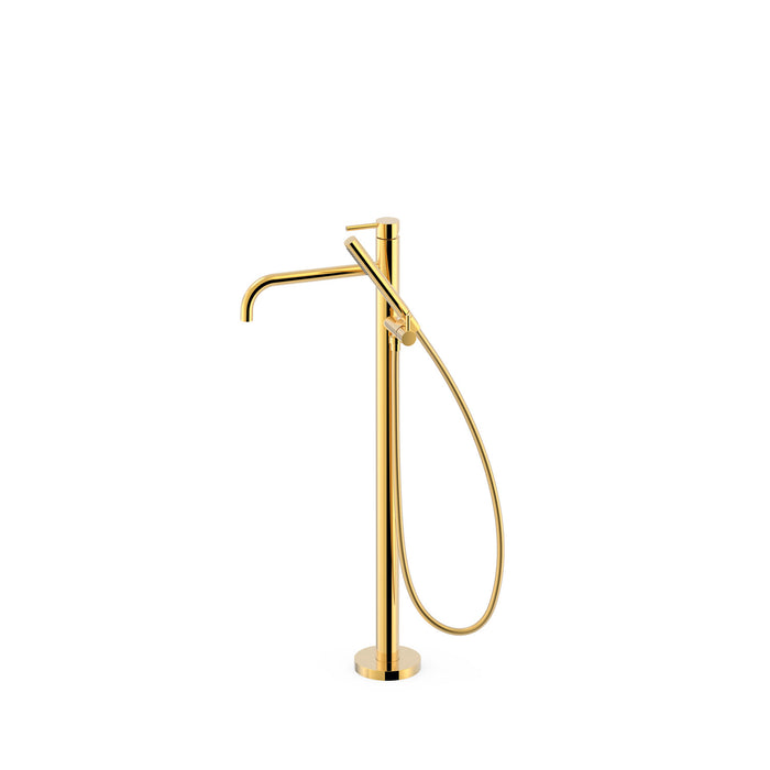 TRES 26247005OR STUDY Floor Mounted Mixer Tap for Bathtub and Shower 24K Gold Color
