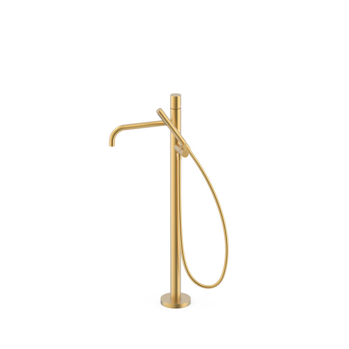 TRES 26247006OM STUDY Floor Mounted Mixer Tap for Bathtub and Shower 24K Matte Gold Color