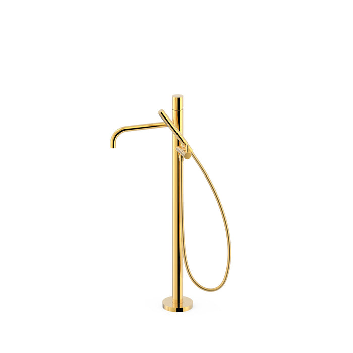 TRES 26247006OR STUDY Floor Mounted Mixer Tap for Bathtub and Shower 24K Gold Color