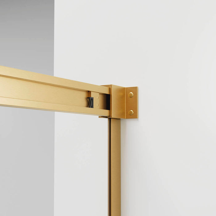 GME BASIC Mampara Frontal Ducha Corredera 1F+1C Oro Vidrio Decorado