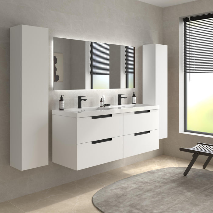 SALGAR 121984 LENI Mueble de Baño 2 pozas Carga Mineral 140cm Blanco Mate