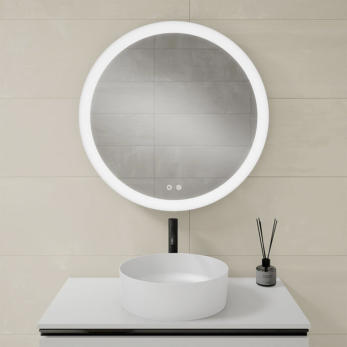VISOBATH ALEXA Round Mirror with Backlit LED Light Touch Sensor Anti-fog White Color