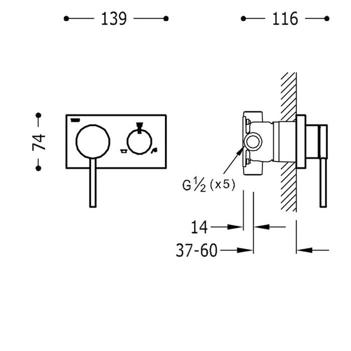 TRES 21027399 Grifo Monomando Empotrado 3V Con Cuerpo Incluido