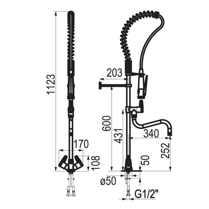 PRESTO 70824 Columna industrial mezcladora bimando Cromo
