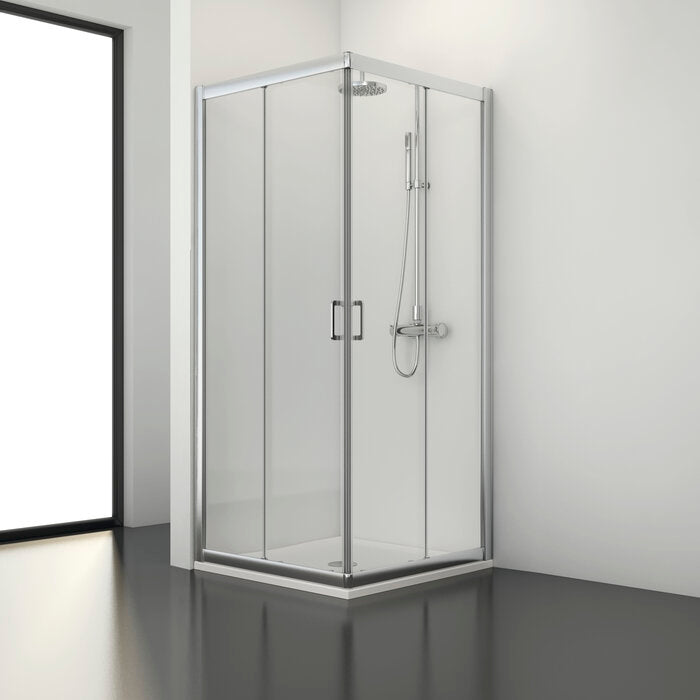 PROFILTEK SPG-320 SPRING 2 hojas correderas+2 hojas fijas. 6 MM Plata Alto Brillo* Transparente