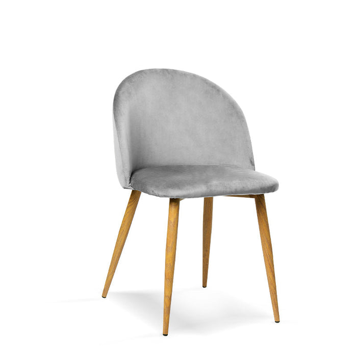 FURNITURE STYLE FS7003PIEDVEL MERCEDES Pack 4 Dining Chairs Velvet Stone Gray Color