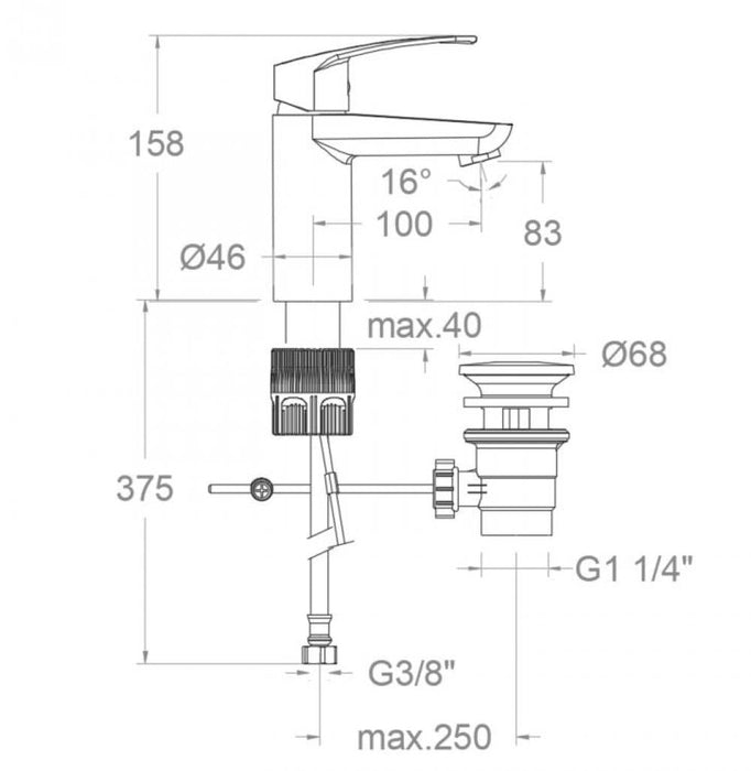 RAMONSOLER 570223VA9065 NEW FLY Grifo Monomando Lavabo con Válvula Automática Cromo