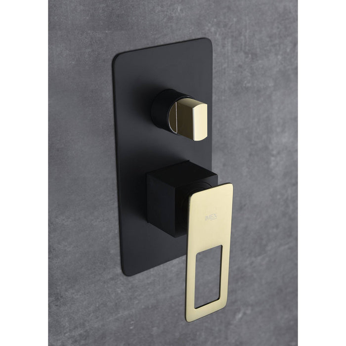 IMEX BDC032-6NGOLD SUECIA Conjunto de Ducha Empotrado Monomando Negro Oro Brillo