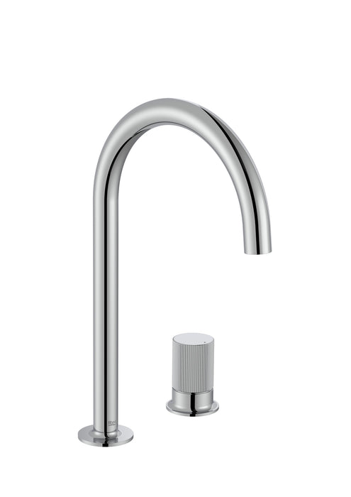 ROCA A5A3D3FC00 NU Grifo Monomando Lavabo con Maneta de Repisa Maneta Stripes Cromo