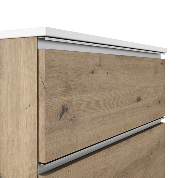 VISOBATH GRANADA Mueble de Baño con Lavabo Suspendido 2 Cajones Color Roble Costa Tirador Aluminio