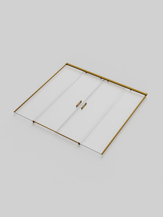 SB_X STYLO Mampara Frontal Ducha 2F+2C Oro Cepillado Transparente