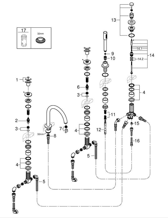 GROHE 36 422 001 EUROSMART Cosmopolitan E Mezclador de lavabo electrónico 1/2"  tamaño L con mezclador y limitador ajustable de