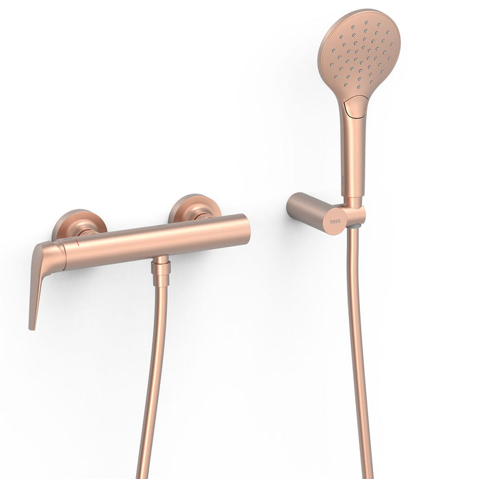 TRES 28116701OPM FUJI Single-Handle Wall-Mounted Shower Faucet Matte 24K Rose Gold Color