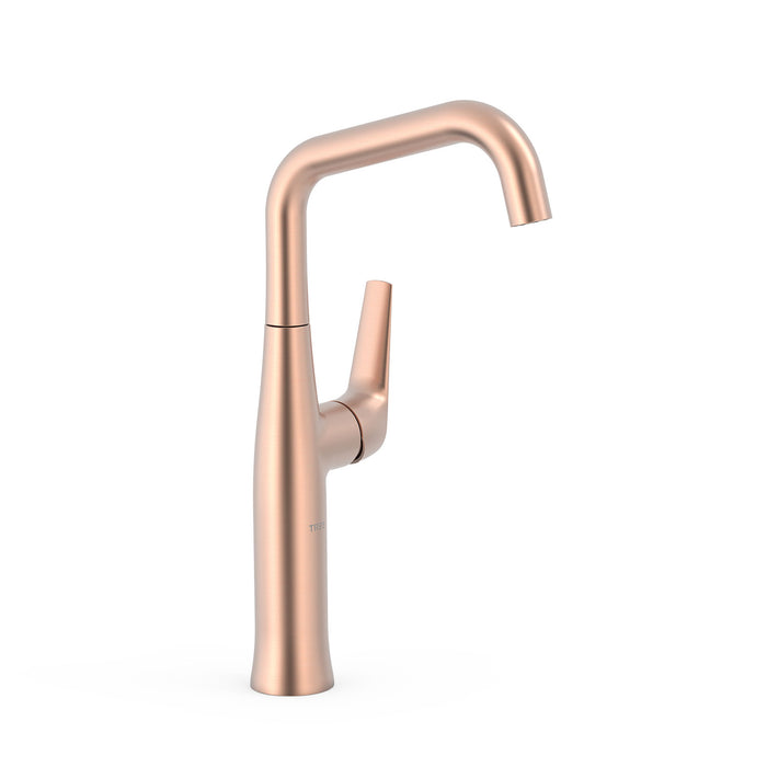 TRES 28164701OPM FUJI Monomando Tall Faucet with Side Handle Sink Color Matte Rose Gold 24K