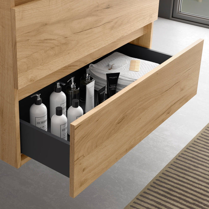 SALGAR BEQUIA Bathroom Furniture with Sink and Countertop 2 Drawers 2 Compartments Roble África
