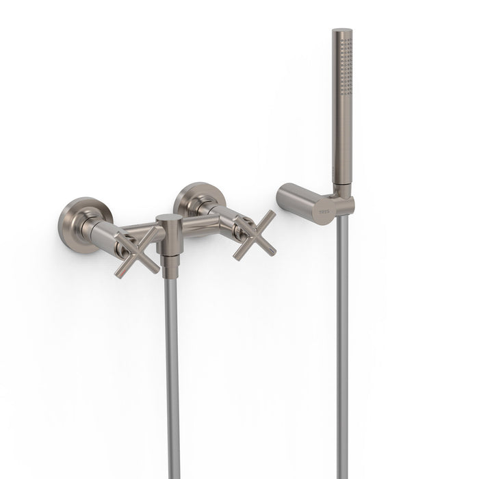 TRES 28316301AC MONT BLANC Two-Handle Wall-Mounted Shower Faucet Steel Color
