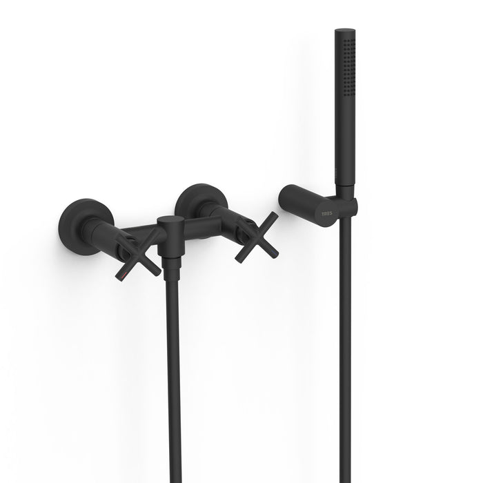 TRES 28316301NM MONT BLANC Two-Handle Wall-Mounted Shower Faucet Matte Black
