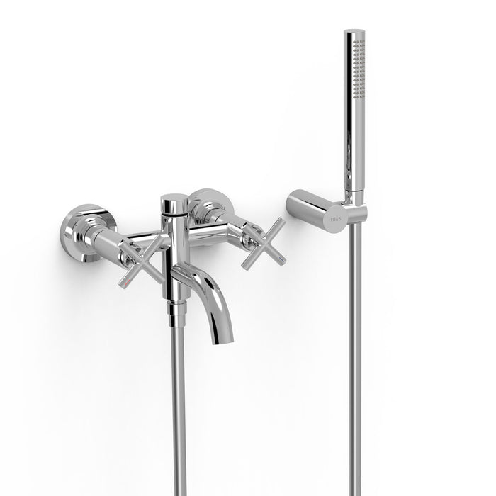 TRES 28317601 MONT BLANC Two-Handle Wall-Mounted Bathtub and Shower Faucet Chrome Color