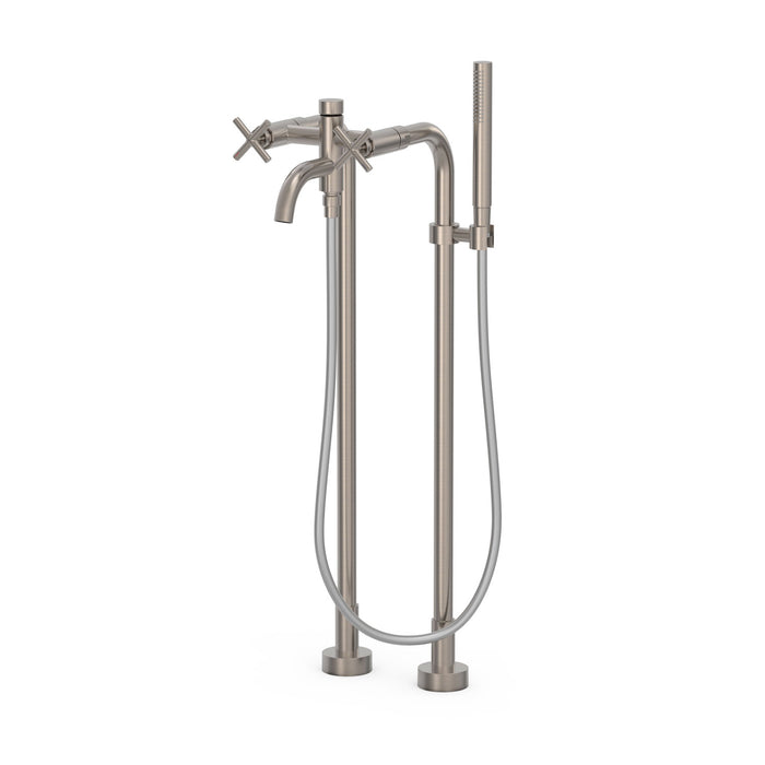 TRES 28319401AC MONT BLANC Two-Handle Floor Faucet for Bathtub and Shower Steel Color