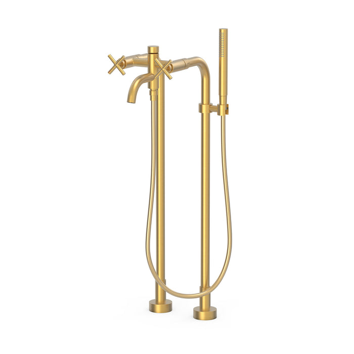 TRES 28319401OM MONT BLANC Two-Handle Floor Faucet for Bathtub and Shower 24K Matte Gold Color