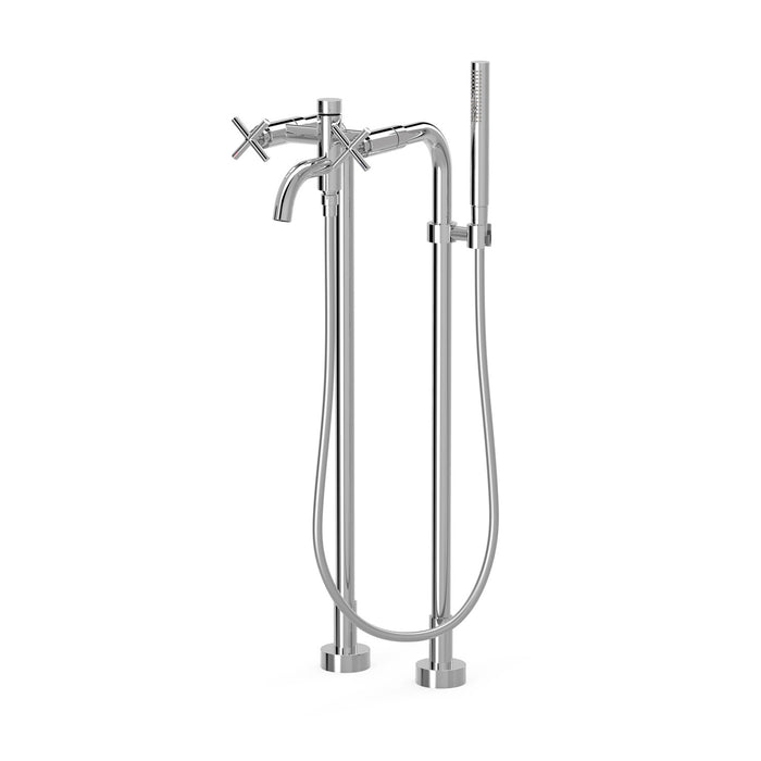 TRES 28319401 MONT BLANC Two-Handle Floor Faucet for Bathtub and Shower Chrome